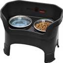 Neater Feeder Deluxe Mess-Proof Elevated Dog Bowls for Large Dogs (40+ lbs), 2 Height Adjustable (14.5 & 17.5) No-Spill Raised Dog Bowl Stand, Stainless Steel Food Bowl Set, Made in USA, Black