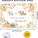 Fall Pumpkin Gender Reveal Backdrop He or She What Will Our Little Pumpkin Be Party Banner Pumpkin Floral Gender Reveal Party Supplies 7x5ft