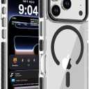 DEERLAMN Strong Magnetic Case for iPhone 17 Pro 6.3-Inch,[Compatible with Magsafe][Military Grade Drop Protection] Clear Slim Shockproof Protective Phone Cover-Transparent+Black