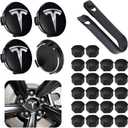 Car Wheel Center Hub Cap Kit with Logo Hubcaps Accessories for TES la Model 3 Model Y 4 Black & Sliver Hub Center Caps + 22 Black Lug Nut Covers (Black&Sliver)