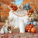 Fall Balloon Arch Kit 135Pcs Dusty Blue Burnt Orange Sand White Balloon Garland with Pumpkin Banner for A Little Pumpkin Is On The Way Baby Shower Autumn Birthday Thanksgiving Party Decoration