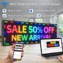 Outdoor P10 LED Message Sign 39"x14" Waterproof High Brightness WiFi Programmable Scrolling Text Display Board for Business, Storefront, Restaurant, Church, Events