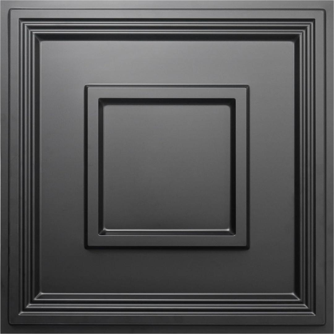 STICKGOO Black Drop Ceiling Tile 2ft x 2ft, Ceiling Panel High-Grade PVC Coverings 24 x 24in - 12 Pack Cover 48 Sq. Ft (24"x24")