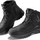 SPIEZ Waterproof Steel Toe Work Boots for Men Slip Resistant Antistatic Safety Shoes High-Top Winter Industrial and Construction Boots Black US 7.5-12 (9)