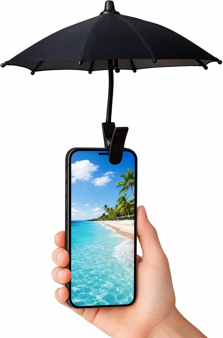 Phone umbrella - Outdoor Phone Sun Shade Shield with Flexible Angle Design & Rotatable Phone Ring - Car Navigation Shade Visor - Rain protector - Umbrella for all type of phones