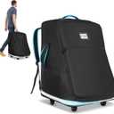Powerty Car Seat Travel Bag for Airplane with Swivel Wheel, Extendable Height Padded Carseat Travel Backpack Large Storage Bag, Baby Infant Booster Seat Bags for Air Travel