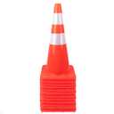 [ 12 Pack ] 28" Traffic Cones Plastic Road Cone PVC Safety Road Parking Cones Weighted Hazard Cones Construction Cones for Traffic Fluorescent Orange w/4" w/6" Reflective Strips Collar