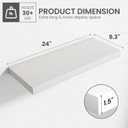 24" Width Floating Shelves, Wall Shelves for Bathroom/Living Room/Bedroom/Kitchen Decor, White Shelves with Invisible Brackets Set of 2