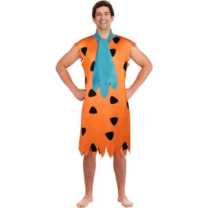 Halloween Men's Caveman Yellow Costumes Hawaiian Adult Fun Women's White Dress Couple Cartoon Characters Masquerade Costume (Medium)