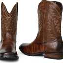 SaraIris Mens Brown Cowboy Western Working Round Toe Pull On Cowgirl Boots (Brown)
