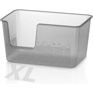 Extra Large Cat Litter Box with High Sided,24.8" Lx11.4 Wx13 H,Clear Jelly Color, Jumbo Litter Box for Big Cats,XL Cat Box for Multiple Cats,Kitty,Giant,Anti-Splashing,Easy to Clean (Grey)