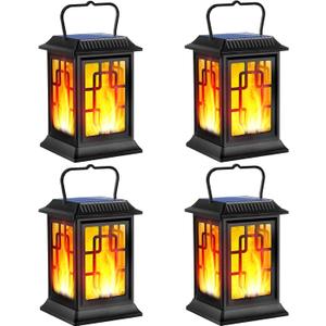 Solar Lanterns Outdoor Waterproof Hanging Lanterns Garden Solar Powered Flame Lights LED for Patio Pathway Deck Yard (4 Pack)