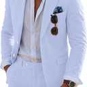 Seersucker Mens Suit 2 Piece Slim Fit Stripe Suits Tuxedo Blazer Jackets Pants Set Summer Beach Wedding Outfit for Men