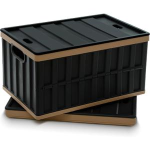 Citylife 64L Collapsible Storage Bins with Lids Plastic Storage Containers for Organizing Stackable Storage Box Large Heavy Duty Utility Crates, 2 Packs