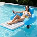 HopeRock Inflatable Motorized Pool Floats for Adults - Rechargeable Pool Lounger with Dual Motors & 2 Storage Compartments, Electric Water Lounger Float, Pool Raft Holds up to250lb, Pool Toys Adults