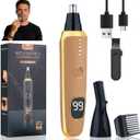 LED Display Eyebrow & Nose Hair Trimmer Clipper for Men Women,2026 Rechargeable 2 in 1 Painless Ear & Facial Hair Trimmer with Powerful Motor and Dual-Edge Blades Easy Cleansing (Bronze)