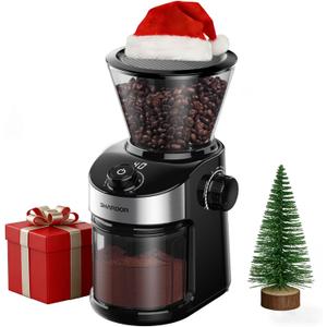 SHARDOR Electric Burr Coffee Grinder for Home Use, Coffee Bean Grinder for 32 Grind Settings, 40-Second Adjustable Timer, One-Touch Start & Cleaning Button, Black