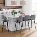 Swivel Bar Stools Set of 2 Counter Height Bar Stools with Linen Upholstery, Ergonomic Backrest, and Chrome Metal Feet for Kitchen Island (Gray, 30" Barstools)