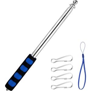 8.2ft Telescopic Handheld Flagpoles, Retractable Flag Pole with Clips & Lanyard Portable Tour Guide Flag Pole Anti-Slip Grip Teaching Pointer Stick for Teaching Tour Guide (Blue)