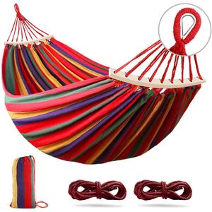 Outerman 275 x 155 cm Camping Hammock, Hammocks Thickened Canvas Fabric with 550lb Load Capacity, Two Anti Roll Balance Beam and Sturdy Metal Knot Tree Straps for Travel, Beach, Backyard etc.