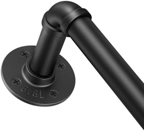 1 Inch Heavy Duty Blackout Curtain Rods for Windows, Industrial Pipe Wrap Around Room Divider Decorative Curtain Rods Wall Mount & Ceiling Mount, Black, 168-240 Inch