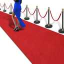 3ft x 20ft Extra Thick Red Carpet Runner for Party, Non-Slip TPR Rubber Backed red Rug, Wedding and Events Decorations, Reusable (3ftx20ft)