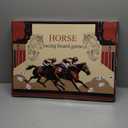 Large 23 inches Horse Racing Board Game with 11 Luxury Metal Horses, Foldable Wood Horse Race Board Game with 2 Sets of Dice, 2 Boxes of Cards for Parties and Gambling