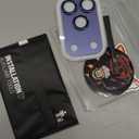 Uyiton Compatible with iPhone 17 Pro Camera Lens Protector - [Not Easy to Break][Strong Adsorption][Case-Friendly] Metal Tempered Glass Rear Camera Screen Cover - Deep Blue