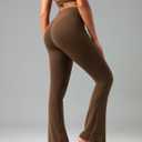 Colorfulkoala No Front Seam Flare Leggings Tummy‑Control for Women (Brown, XXL)