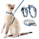 Cat Harness and Leash Set - Escape Proof Adjustable Cat Harness, Comfortable Soft Lightweight, Use Safe & Easy, Walking Travel Kitten Harness for Small Medium Large Cats (Blue Glacier Penguin)