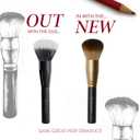 LAURA GELLER Full Face Powder Makeup Brush with Wooden Handle in Midnight Black Foundation, Setting Powder, Blush, Bronzer, Highlighter and Luminizers Sheer, Even Application and Blending Makeup