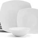 Studio Nova Tara 12 Piece Square Dinnerware Set, Service for 4, White