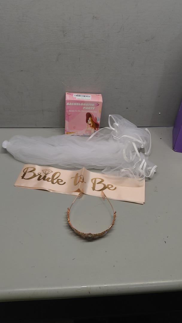 Birde to Be Set, Rose Gold, Bride to be Veil and Bride Sash for Bridal Shower, Party Favors, Engagement Gifts or Hen Party Supplies 