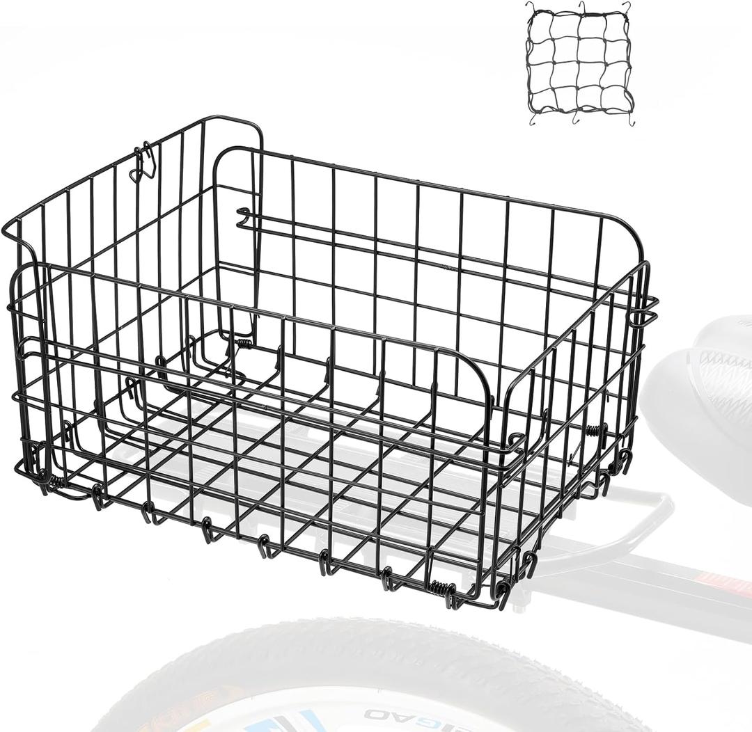 Zacro Bike Basket Front/Rear, Folding Bicycle Basket with Removable Liner Bag, Large Quick Release Design Metal Ebike Basket for Adult Women/Men Carrying Dogs, Pets, Fruit & Grocery