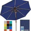 EliteShade USA 10-Year-Non-Fading Solar 9ft Market Umbrella with 80 LED Lights Patio Umbrellas Outdoor Table Umbrella with VentilationNavy Blue
