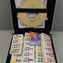 Queensell Mexican Train Dominoes Set with Numbers - Double 18 Dominos Set for Adults and Kids - Mexican Dominoes Train Game Night Games for Adults with Wooden Hub and Aluminum Case