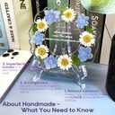 Farewell Gifts for Coworkers Resin Floral Keepsake Plate Decor with Pressed Real Flowers (Blue & White) Retirement & Goodbye Gifts for Coworkers Women