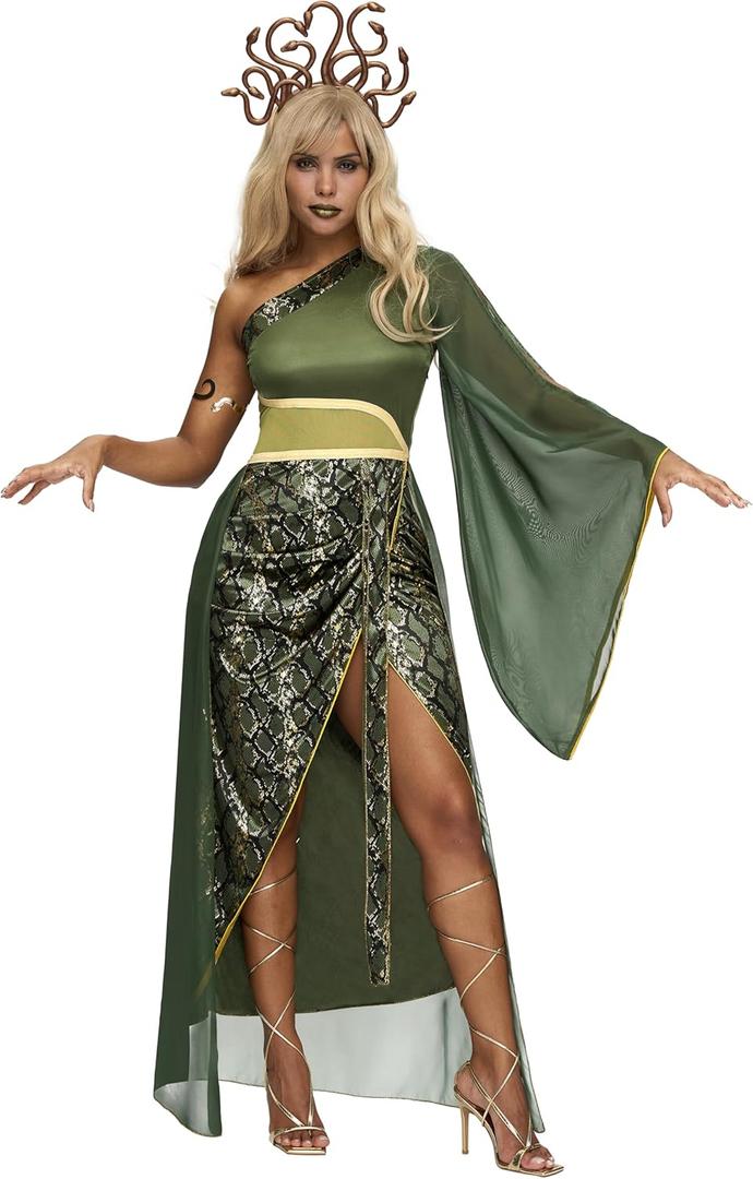Spooktacular Creations Women Halloween Costumes, Snake Costume Women with Dress, Headband, and Armband for Halloween Cosplay (X-Large)