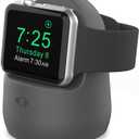AhaStyle iWatch Stand Silicone Charging Dock Holder Accessories for Apple Watch Series 8/Ultra/SE2/7/6/SE/5/4/3/2/1(49/45/44/42/41/40/38mm), Supports Nightstand Mode (Adapters NOT Included) (Dark Gray)