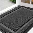 Large Front Door Mat Outside Entrance Indoor Doormat, 36" x 24" Outdoor Mats for Patio Waterproof, Outdoor Doormats for Outside Entry, Indoor Rugs for Entryway, Sturdy Natural Rubber Entry Mat, Grey