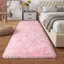 Soft Pink Hallways Runner Rugs for Bedroom, 2x6 Ft Modern Plush Shag Carpet, Non Slip Dorm Bedside Shaggy Rug for Living Room, Indoor Long Nursery Kids Girls Teen Room Aesthetic Home Decor