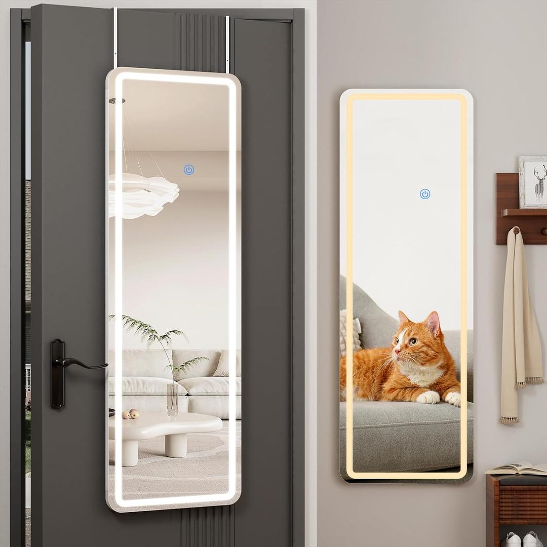 Koonmi Full Length Mirror Door Hanging with LED Lights 48"x16" Koonmi Full Length Mirror Door Hanging with LED Lights 48"x16"