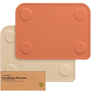 KeaBabies 2pk Silicone Placemats for Toddlers,Kids - 12x9 Non Slip Suction Baby Silicone Placemat for Restaurants,Dining Table,Travel,Easy to Clean,Food Grade/BPA-Free,Small Baby Table Mat(Terracotta)