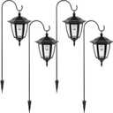 Viewsun 34 Inch Hanging Solar Lights, Shepherd Hook Lights with 2 Shepherd Hooks Waterproof Outdoor Decorative Solar Lantern Lights for Garden Decor, Patio, Backyard, Pathway, Pack of 4, White