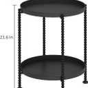 YINMIT 2 Tier End Table,Outdoor Metal Round Side Table,Waterproof Sofa Coffee Side Tables,Bedside Nightstand for Living Room, Bedroom, Office, Balcony