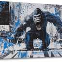JEAWA Large Canvas Wall Art, Funny Angry Gorilla Abstract City Street Graffiti Pop Paintings Black and White Modern Picture for Living Room Bedroom Men Teenage Study Home Office Decor 24x48 IN (48L" x 24W")