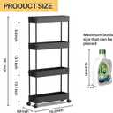 SPACEKEEPER Slim Rolling Storage Cart 4 Tier Bathroom Organizer Cart Mobile Shelving Unit Slide Out Utility Cart for Kitchen, Bthroom, Makeup, Craft, Laundry Narrow Places, Black