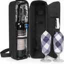 ALLCAMP Wine Bag - Insulated Cooler Bag with Wine Glasses, Bottle Opener & Wine Accessories for Wine Lovers - Portable Wine Gift Bag for Travel, Picnics, and Gift Ideas(Black)