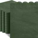 120 Pcs Cocktail Napkins Olive Green Napkins Disposable Scalloped Dessert Beverage Napkin Dark Green Dinner Napkin for Wedding, Bridal Baby Shower, Christmas, 5 x 5 Inch