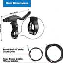 2 Pairs Bike Brakes, Universal Complete V Bike Brakes Set, Mountain Bike Replacement for Most Bicycle,Road Bike Brakes Cables with Front Back Wheels End Caps,End Ferrules -Black